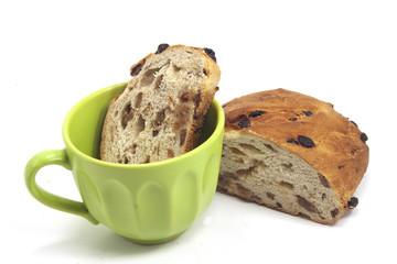 colazione con ciambella pane con uvetta uva