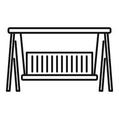 Swing wood bench icon. Outline swing wood bench vector icon for web design isolated on white background