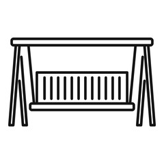 Swing wood bench icon. Outline swing wood bench vector icon for web design isolated on white background
