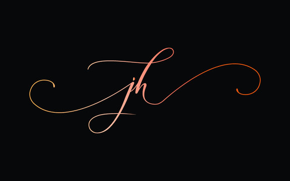 jh or j, h Lowercase Cursive Letter Initial Logo Design, Vector Template