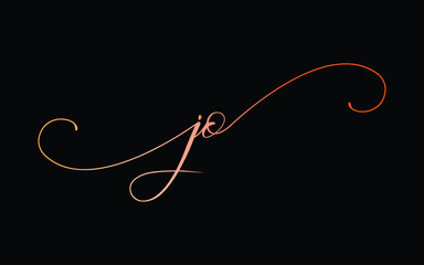 jo or j, o Lowercase Cursive Letter Initial Logo Design, Vector Template