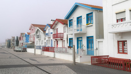 Costa Nova, Portugal colorful houses