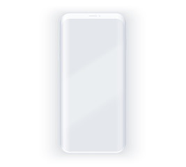 Smartphone layout presentation mockup. Example frameless white smartphone with touchscreen. Project application mockup. Vector Illustration isolated on white background.