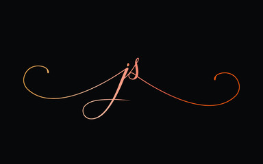 js or j, s Lowercase Cursive Letter Initial Logo Design, Vector Template