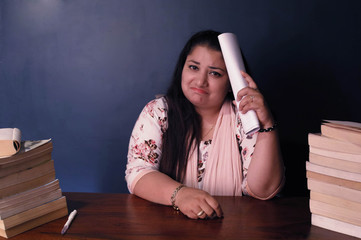 Indian teacher annoyed with the poor results of her students in the exams.