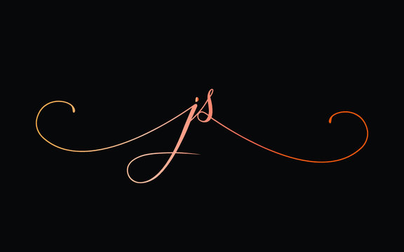 js or j, s Lowercase Cursive Letter Initial Logo Design, Vector Template