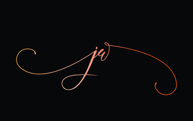 jw or j, w Lowercase Cursive Letter Initial Logo Design, Vector Template
