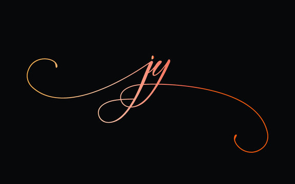 jy or j, y Lowercase Cursive Letter Initial Logo Design, Vector Template