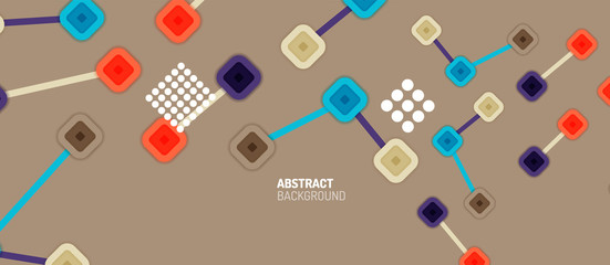 Abstract square dot connections, flat style multicolored geometric background for Wallpaper, Banner, Background, Card, Book Illustration, landing page or poster design