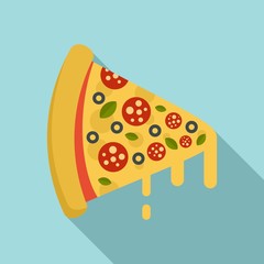 Hot pizza slice icon. Flat illustration of hot pizza slice vector icon for web design