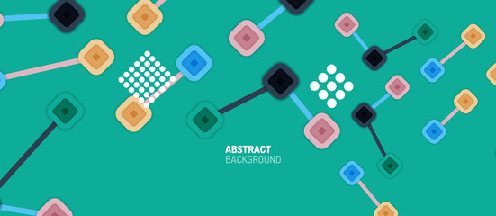 Abstract square dot connections, flat style multicolored geometric background for Wallpaper, Banner, Background, Card, Book Illustration, landing page or poster design