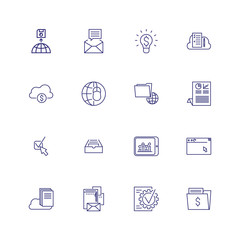 Business solutions line icon set. New message, analytics, browser window. Information technology concept. Can be used for topics like data storage, cloud service, finance