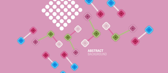 Abstract square dot connections, flat style multicolored geometric background for Wallpaper, Banner, Background, Card, Book Illustration, landing page or poster design