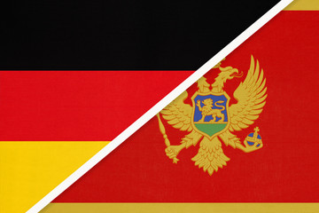 Federal Republic of Germany vs Montenegro, symbol of two national flags. Relationship between european countries.