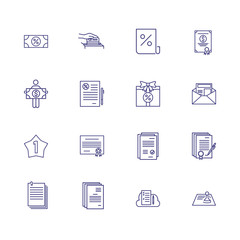 Financial documents line icon set. Paper, certificate, loan agreement. Business concept. Can be used for topics like grant, award, income