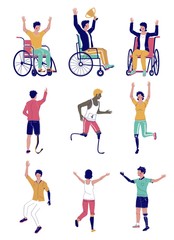 Fototapeta na wymiar Active disabled people, vector flat isolated illustration