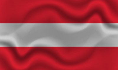 national flag of Austria on wavy cotton fabric. Realistic vector illustration.