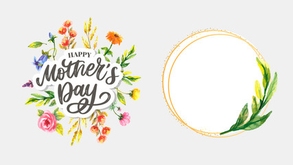 Mother's day. Watercolor spring flowers. Artistic composition.