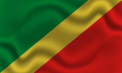 Fototapeta premium national flag of Congo-Brazzaville on wavy cotton fabric. Realistic vector illustration.