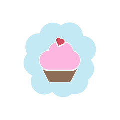Cupcake icon on the white background for your design. Vector illustration.