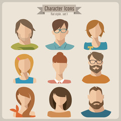 Obraz premium Vector retro style flat female and male characters.