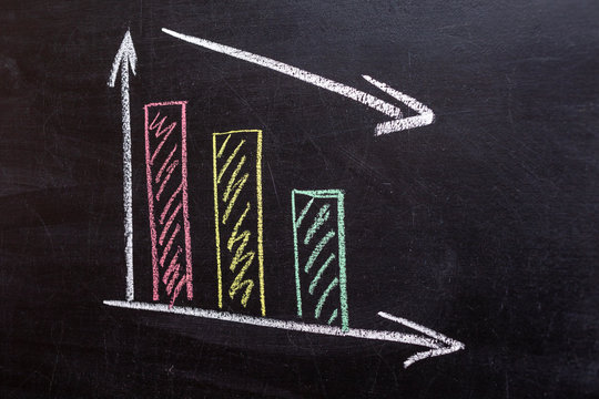 Crisis, business graph chalkboard