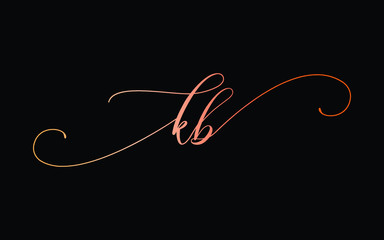 kb or k, b Lowercase Cursive Letter Initial Logo Design, Vector Template
