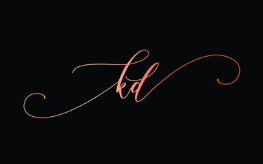 kd or k, d Lowercase Cursive Letter Initial Logo Design, Vector Template