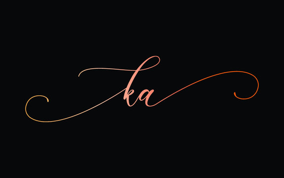 ka or k, a Lowercase Cursive Letter Initial Logo Design, Vector Template