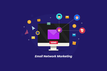 Business email sending to customers, internet, communication and email marketing and networking  technology concept.