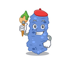 A creative burkholderia bacteria artist mascot design style paint with a brush