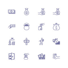 Finance management line icon set. Cash, purse, safe. Money concept. Can be used for topics like investment, saving, earning, donation