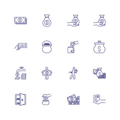 Fototapeta premium Finance management line icon set. Cash, purse, safe. Money concept. Can be used for topics like investment, saving, earning, donation