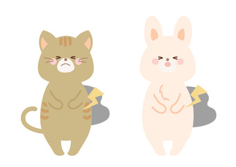 おなかが痛い　腹痛の猫とうさぎ