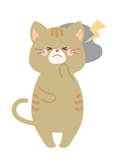頭が痛い　頭痛の猫