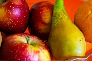 tray of fruits on a table in a home kitchen