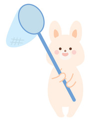 アミを持つうさぎ