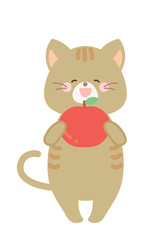 りんごを持った猫