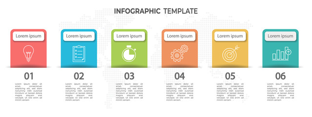 Modern timeline infographic 6 options.