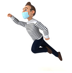 3D illustration of a cartoon character with a mask