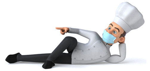 3D illustration of a cartoon character with a mask