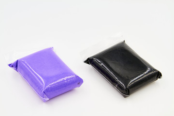 Set of Color Modeling Clay or Light Plasticine for modeling on the white background