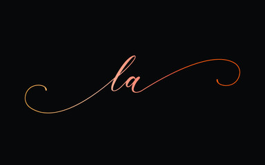 la or l, a Lowercase Cursive Letter Initial Logo Design, Vector Template