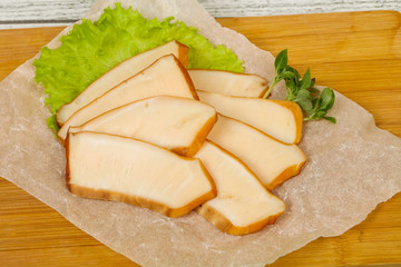 Sliced smoked squid