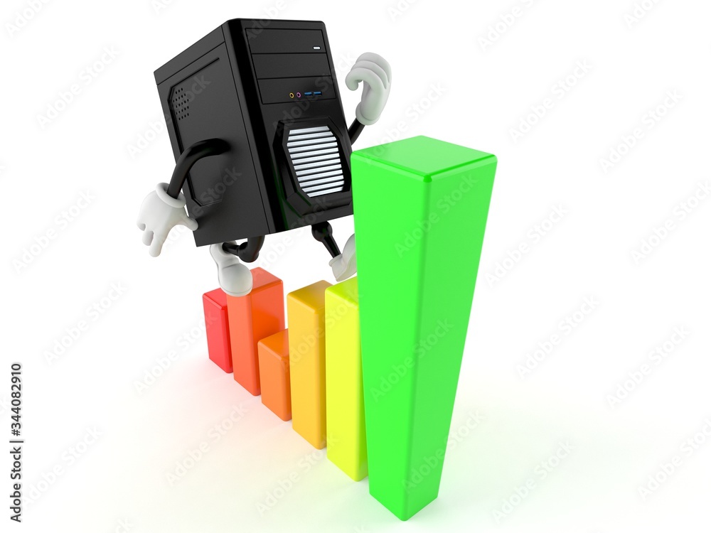 Poster computer character with chart