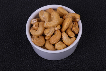 Cashew nuts heap in the bowl