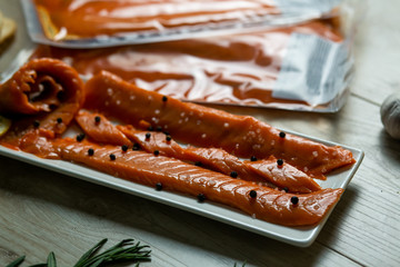 red fish steak slice salmon