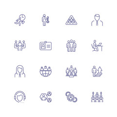Businesspeople line icon set. Meeting, workplace, key solution. Business concept. Can be used for topics like management, teamwork, leadership