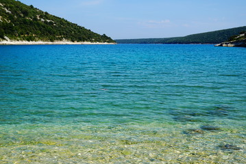 Turquoise color of seawater in the beautiful lagoon