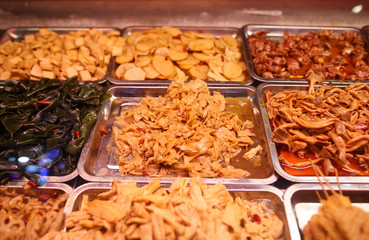 Roasted chicken waste in sauce.